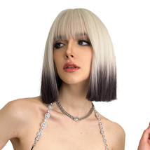 Bob wig girl all beige gradient black cut collarbone short straight bang... - €34,41 EUR