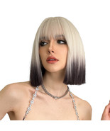 Bob wig girl all beige gradient black cut collarbone short straight bang... - €34,85 EUR