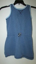 Girl&#39;s Hanna Andersson dress 110 heather blue sleeveless tank 5 terrycloth inner - $13.36