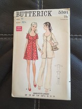 Junior Petite And Misses Dress Size 10 Butterick 5591 Sewing Pattern VTG 60&#39;s UC - £22.41 GBP