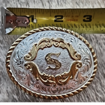 Montana Silversmith Silver Played Letter "S" Initial Western Belt Buckle image 4