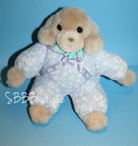 Russ Berrie Dog 9&quot; Tan Plush Cloth Flower Body Stuffed Puppy I Love You Bow 1512 - £9.86 GBP