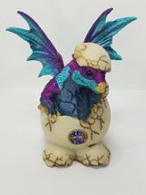 Baby Blue and Purple Dragon Hatching From an Egg Collectible Figurine 71664 - $25.55