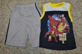 Boys Shorts Tank Marvel Iron-Man Shirt &amp; Ironman 2 Pc Shorts Set-size 4 - £7.03 GBP