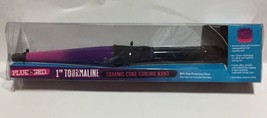 Plugged-In Limited Edition 1&quot; Tourmaline Ceramic Cone Curling Wand w/ Glove - $24.95