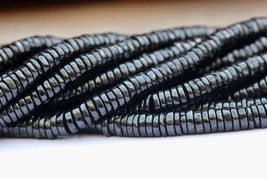 Natural 16 inch smooth black spinal heishi beads coins gemstone beads, 6... - $44.65