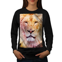 Wellcoda Lion Face Photo Animal Womens Sweatshirt, Cat Casual Pullover Jumper - £23.10 GBP+