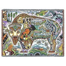 72x54 BISON Buffalo Native American Southwest Tapestry Afghan Throw Blanket  - £50.63 GBP