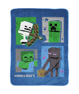 Minecraft Dungeon Mobs Squares 46&#39; x 60&#39; Fleece Throw Blanket Multi-Color - £21.04 GBP