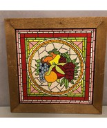 Wooden Framed Embroidered Fruit, imitating Stain Glass aesthetic. - £236.89 GBP