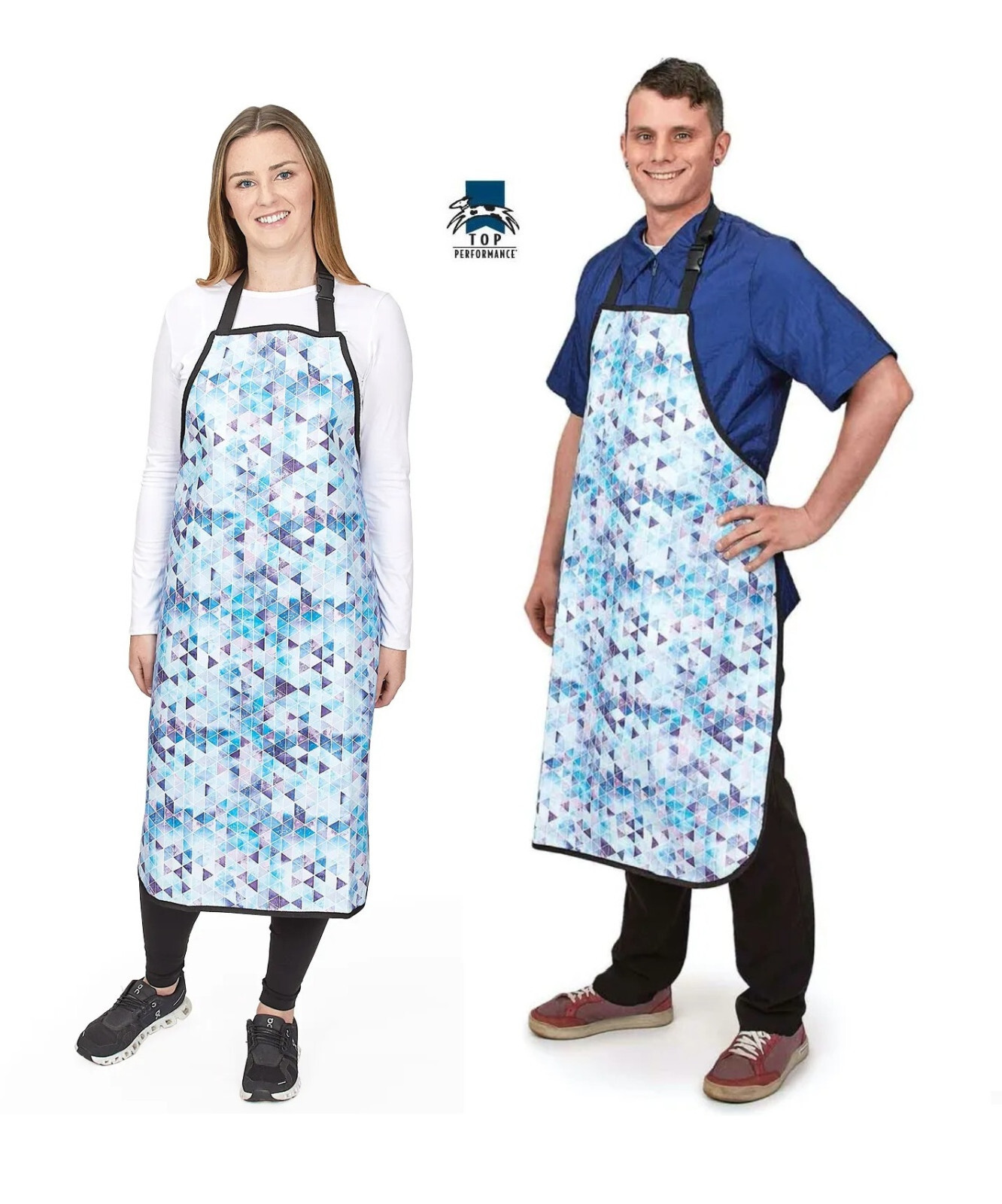 GROOMER BARBER STYLIST Vinyl WATERPROOF Blue Crystal Print APRON Bib Gro... - $19.99