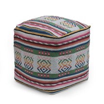 Inca Handcrafted Peruvian Print Square Pouf Ottoman, Multi 16x16x16 - $1,610.14 MXN