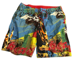No Boundaries Mens FUN MULTICOLOR BOARD Swim Trunks SIZE 36 POCKETS - $28.50