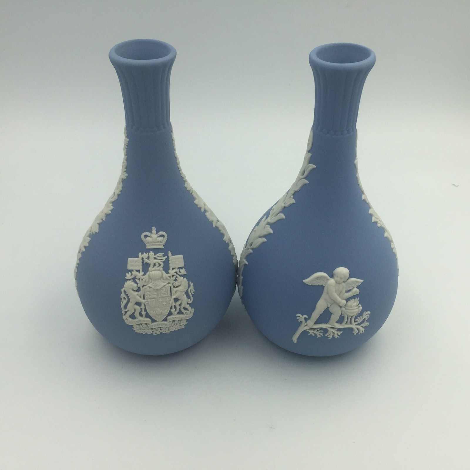 Wedgwood Pair of Jasperware 5 1/4" Cherubs Bud Blue Vase - $98.95
