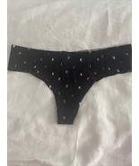 Victoria&#39;s Secret Pink No Show Thong Panty Color Black/Mini Logo Sz Medi... - €13,51 EUR