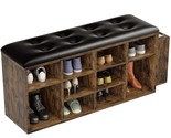 Shoe Bench, 10 Cubbies Storage Entryway Bench With Pu Leather, Cubby Sho... - $135.99