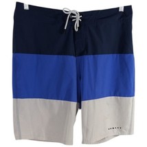 Oakley Swim Trunks Size 33 Blue White Board Shorts Swimming Bathing Suit - $18.81