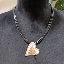 Women Modern Fashion Chunky Big Heart Pendant Rhinestones Charm Collar Necklace - £19.73 GBP