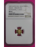 1859 MS 61 Indian Gold Token Label Error Its Round Says Octagonal Rare N... - $9,430.94 MXN
