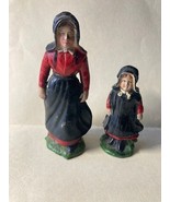 Vintage Cast Iron Metal Amish Mother and Daughter Figurines - $11.21