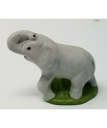 Elephant Figurine Handmade Painted Small Ceramic Gray Black Green Vintage  - £8.88 GBP