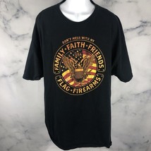 Dont Mess With My Family Faith Friends Flag Firearms Black T-Shirt Cotto... - $11.26