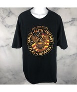 Dont Mess With My Family Faith Friends Flag Firearms Black T-Shirt Cotto... - $11.26