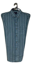 Mens Medium Blue Stripped Shirt Dee Cee Athletic Fit Cotton Button Down NEW - $14.90