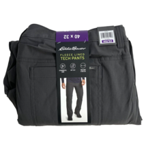 Eddie Bauer Men Fleece Lined Tech Pants Stretch Cargo UPF 50+ Dark Gray 40x32 - £14.73 GBP