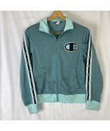 Champion Track Jacket Women&#39;s Size Small Teal Full Zip Long Sleeve Logo ... - $320.36 MXN