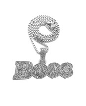 Urban Boss Script Crystals Encrusted Pendant Silver-tone Box Chain Necklace - £19.73 GBP