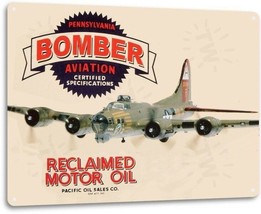 Bomber Aviation Motor Oil Gas Garage Retro Vintage Decor Large Metal Tin... - £15.63 GBP