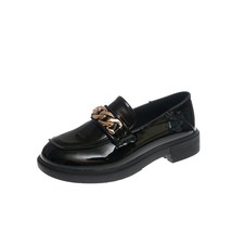 New Autumn Platform British Style Small Leather Shoes Women Metal Chain Thick He - £29.30 GBP