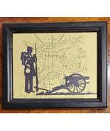 Vintage Gettysburg Map ~ Soldier with Cannon Silhouette in a Wooden Fram... - £35.45 GBP