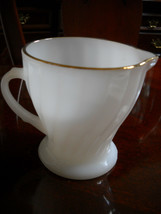 * Anchor Hocking Fire King Vintage Coffee Creamer White Swirl Milk Glass Gold - £6.89 GBP