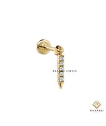 Kennedy Sparkle diamond eternity bar charm Single earring / 14k gold thr... - $4,305.96 MXN