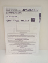 Sansui TV Insttuctions SLED2453W Paper Manual English Espanol - $8.60