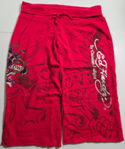 Don Ed Hardy by Christian Audigier Womens Capri Foiled Sweatpants Red La... - $97.00
