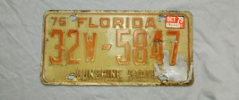 Classic United States Florida 1975 Passenger License Plate # 32W-5847 - £14.03 GBP