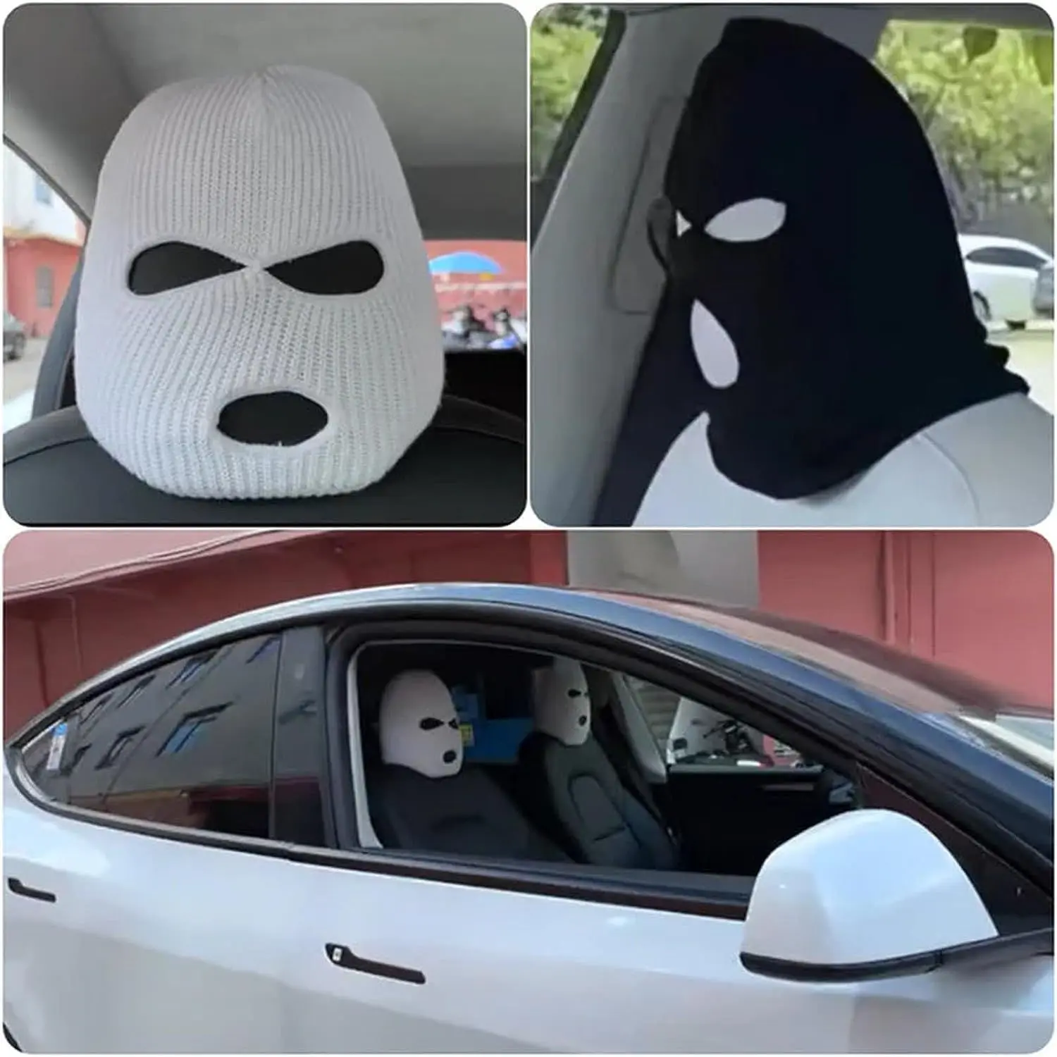 Universal Car Seat Headrest Cover Balaclava 3Hole Full Cover Halloween Christmas - £11.64 GBP