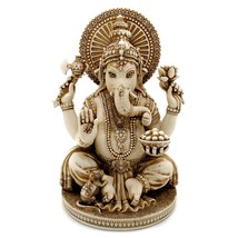 GANESHA STATUE 6&quot; Hindu Elephant God Lord of Success Ivory Color Resin G... - £31.81 GBP