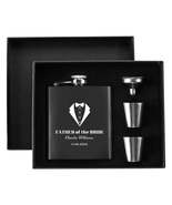 Personalized Father of the Bride Hip Flask Set – 7oz Black Stainless Ste... - $44.92 CAD
