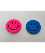 Vintage Happy Face Small Blue &amp; Pink Lapel Pin Button Lot of 2 - $5.99