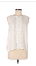 Ann Taylor Eyelet Strip Pleated tank size Medium Solid White Pleated front Tank - £21.01 GBP