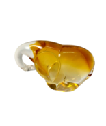 Hand Blown Art Glass Elephant Clear to Amber Figurine Paperweight - $369.20 MXN