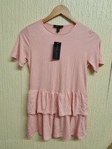 New Look Bkush Pink Short Sleeve Peplum T Shirt Top Size 6uk Express Shipping - £18.02 GBP