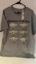 Star Wars t-shirt Mandalorian The Child Grogu Baby Yoda Adult Small grey - $16.78