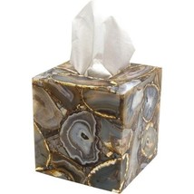 6&quot; Brown Agate Tissue Box Holder Handmade Bathroom Accessories Collectib... - $406.09