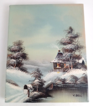 V. Bell Winter Scene Original Oil Painting With Appraisal Registration Paperwork - £53.40 GBP