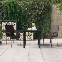 3 Piece Outdoor Dining Set Brown and Black - £127.87 GBP